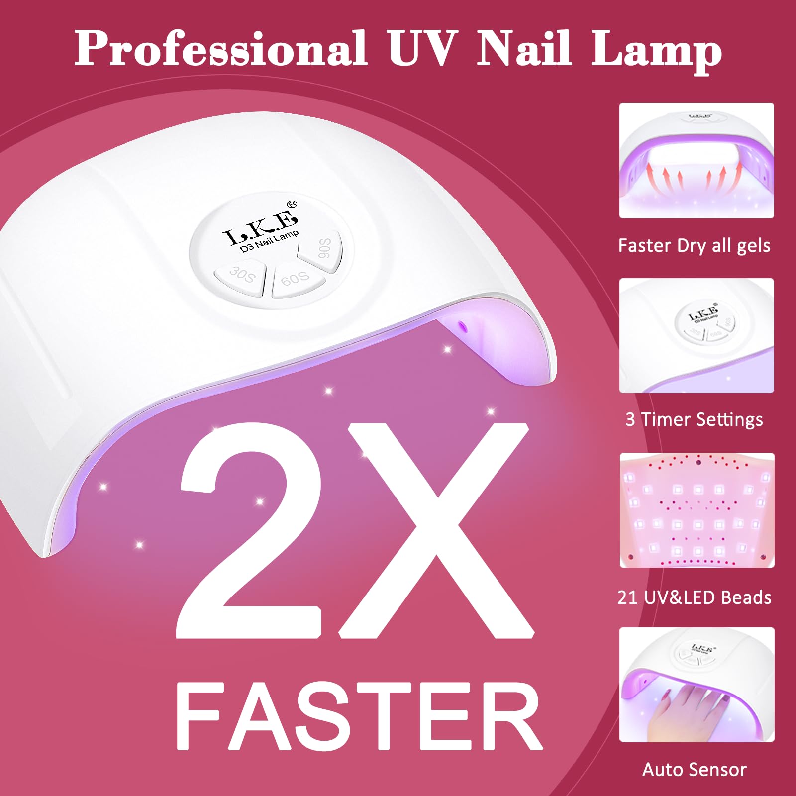 ARCWEISSO Gel Nail Polish Kit with UV Light — 36 Colors, Base & Top Coats
