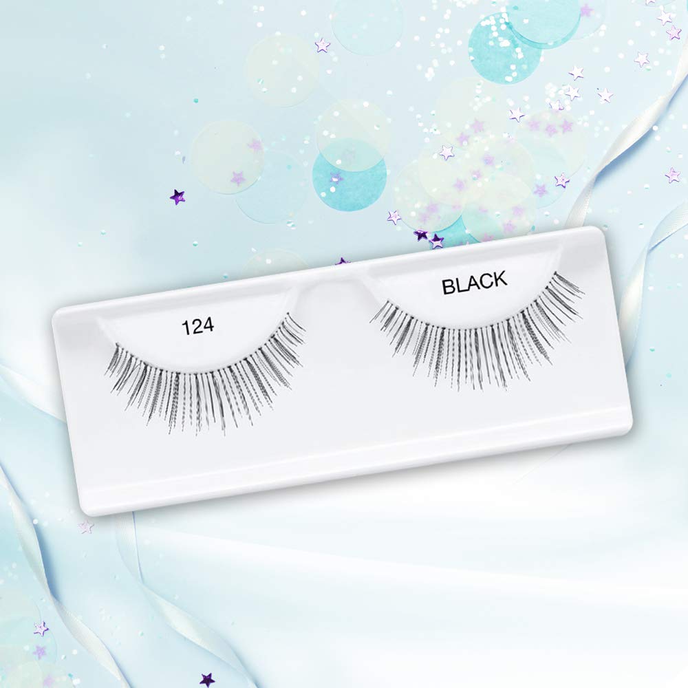 Ardell Natural Lashes 124 - Black, Lightweight Strip Lashes (4 Pack)