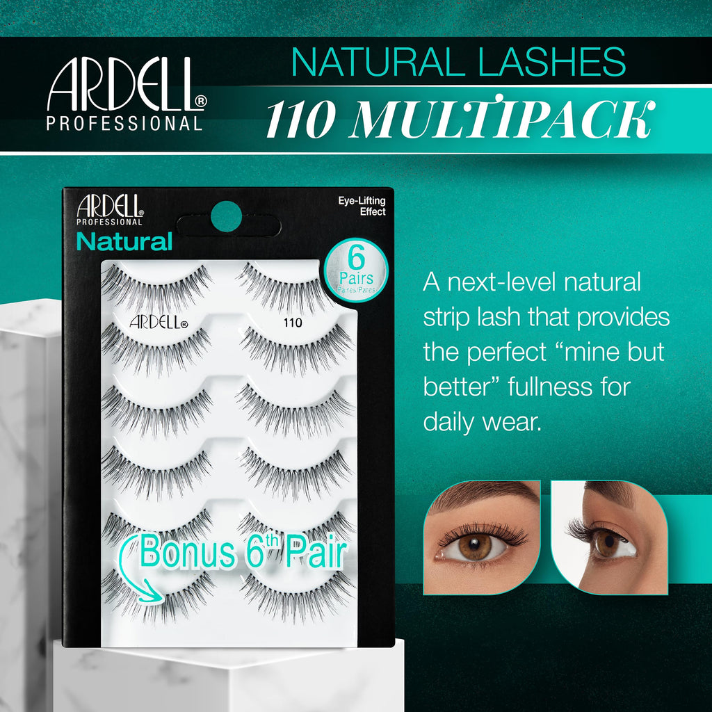 Ardell False Eyelashes 110 – Lightweight, Reusable Strip Lashes | 5 Pairs + Bonus Pair