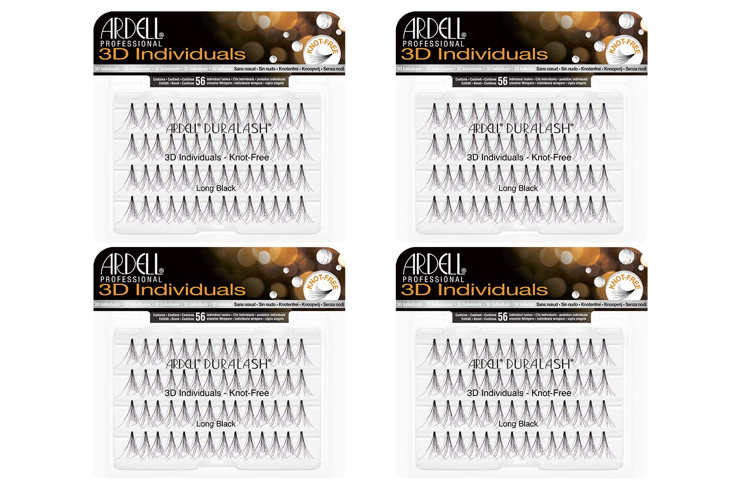 Ardell 3D Individual Lashes Long Black – Flared Design DIY Lash Clusters (4 Packs)