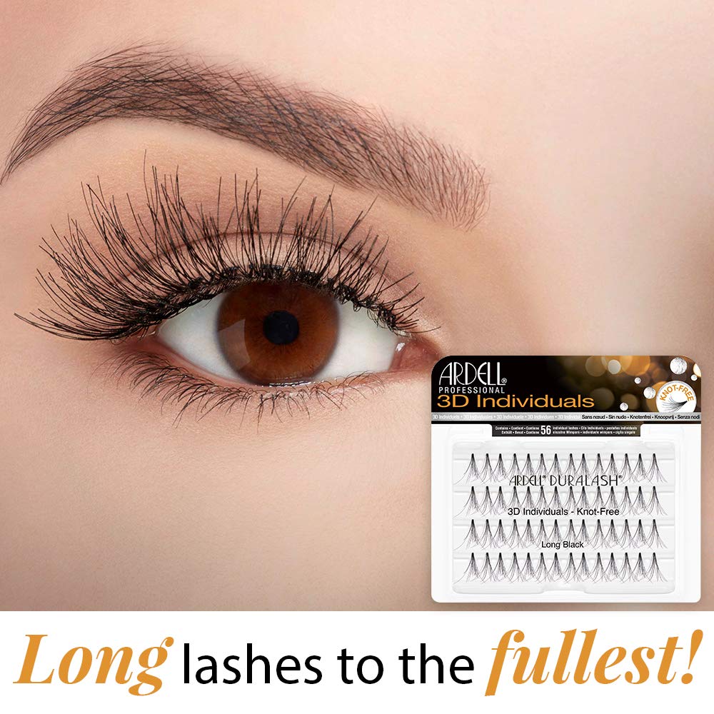 Ardell 3D Individual Lashes Long Black – Flared Design DIY Lash Clusters (4 Packs)