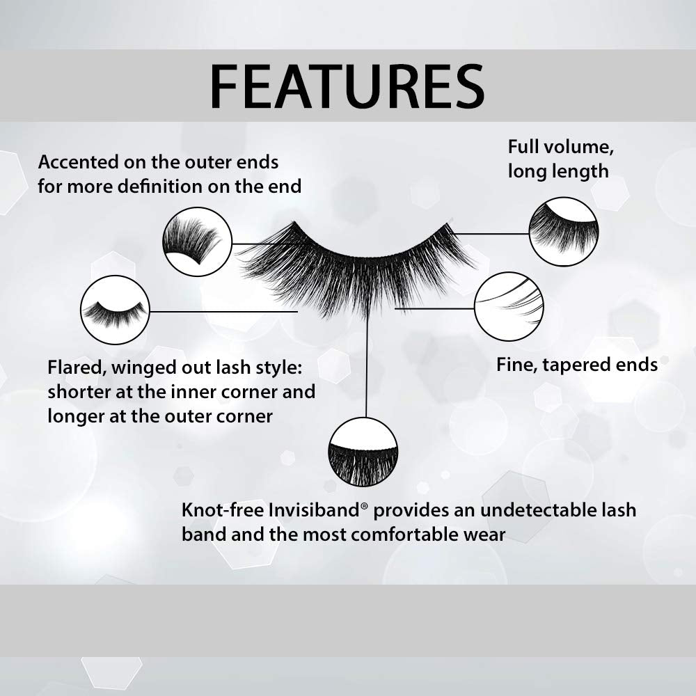 Ardell 3D Faux Mink 852 Lashes – Flared Natural Look, Invisiband, 4 Pairs