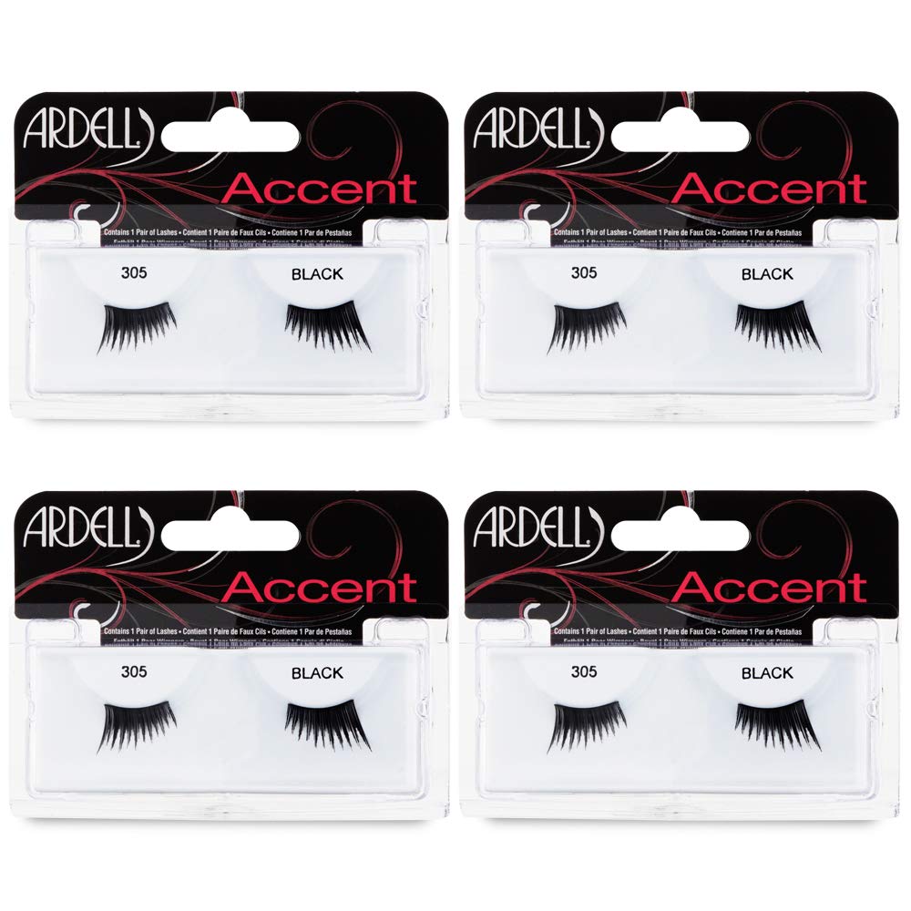Ardell Accent Half Lashes 305 – Natural Outer Corner Cat Eye Lashes, 4 Pack