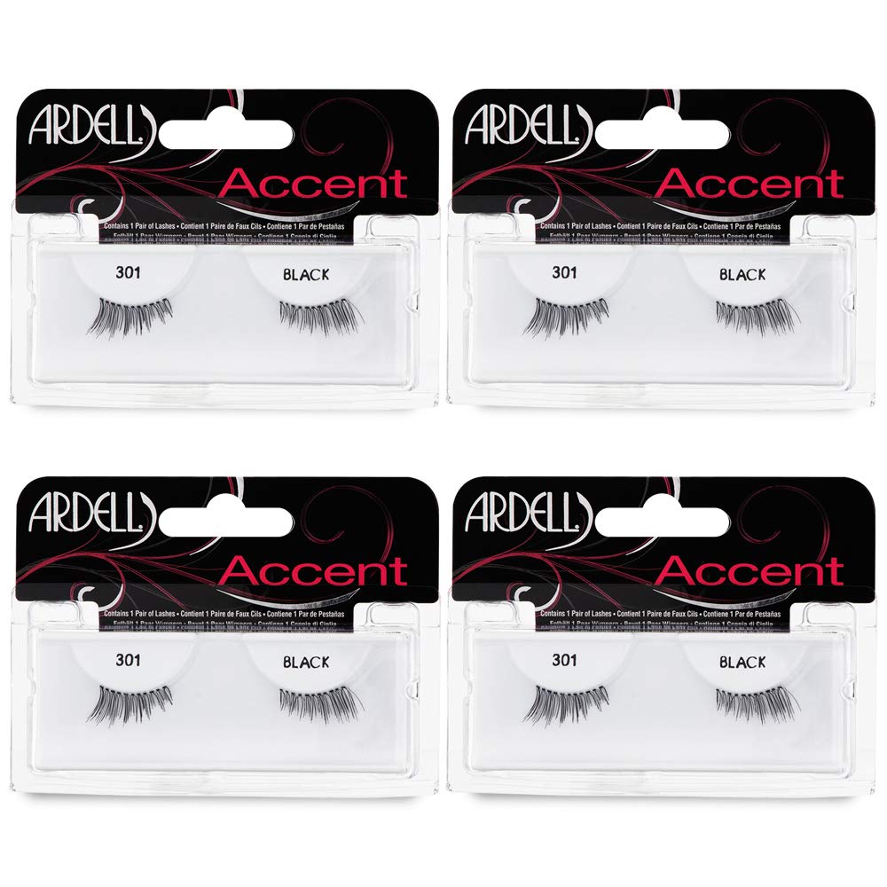 Ardell Accent Half Lashes 301 – Natural Cat Eye Wispy Lashes (4 Pack)