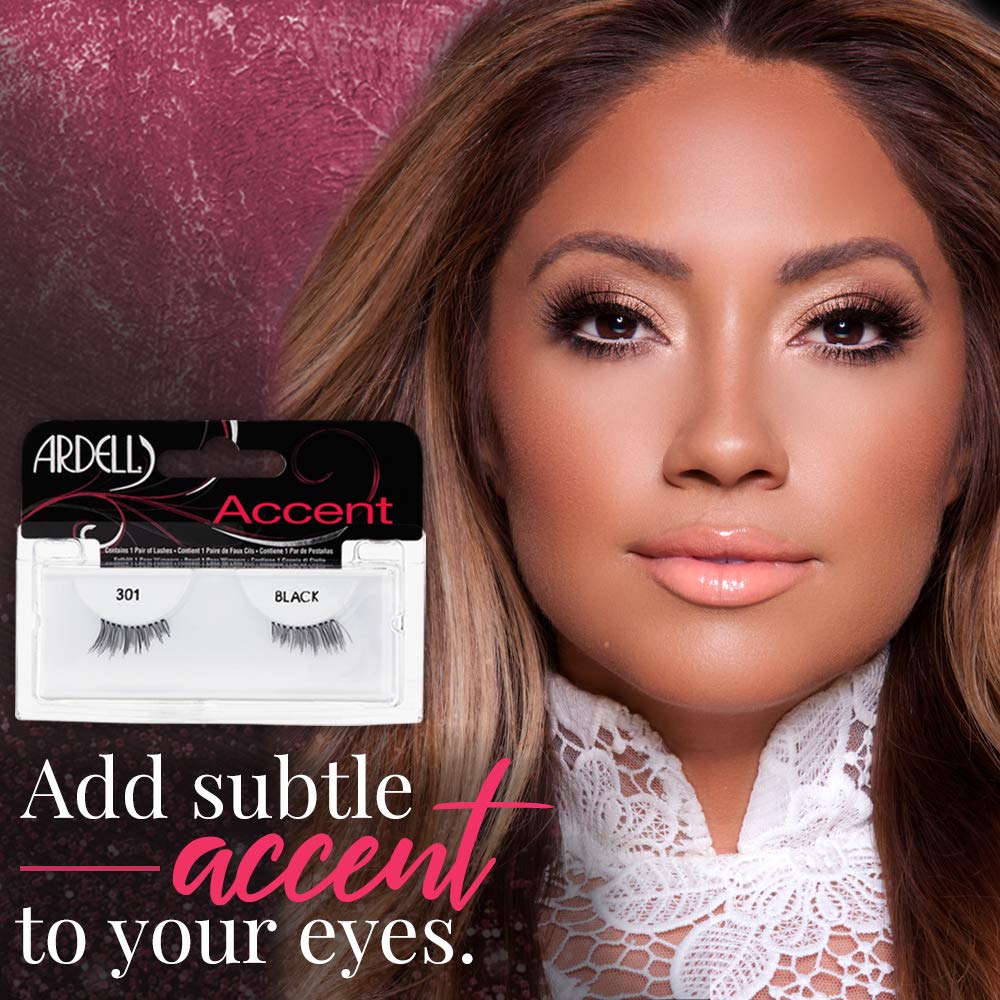 Ardell Accent Half Lashes 301 – Natural Cat Eye Wispy Lashes (4 Pack)