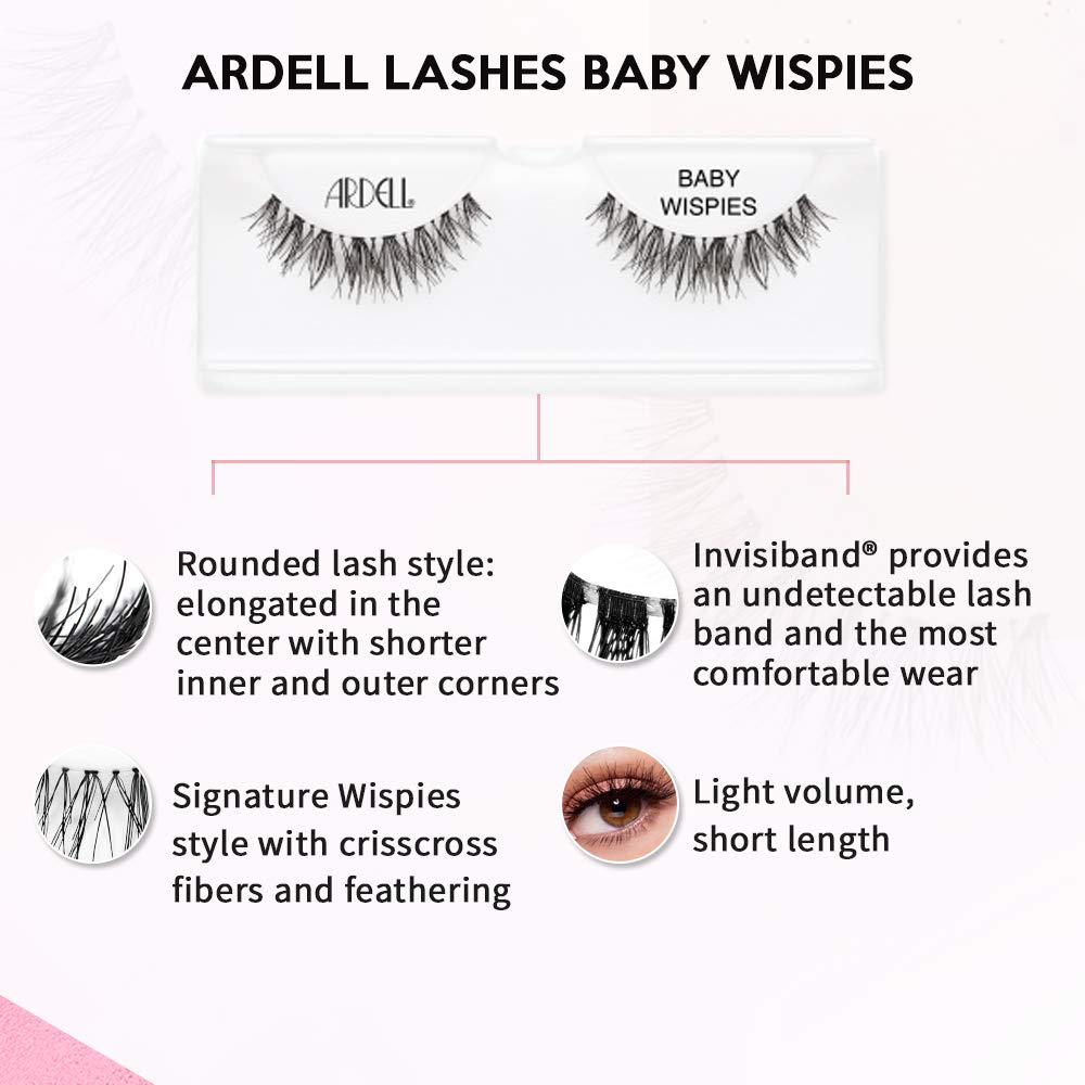 Ardell Baby Wispies False Eyelashes - 4 Pack, Black | Natural Look & Lightweight