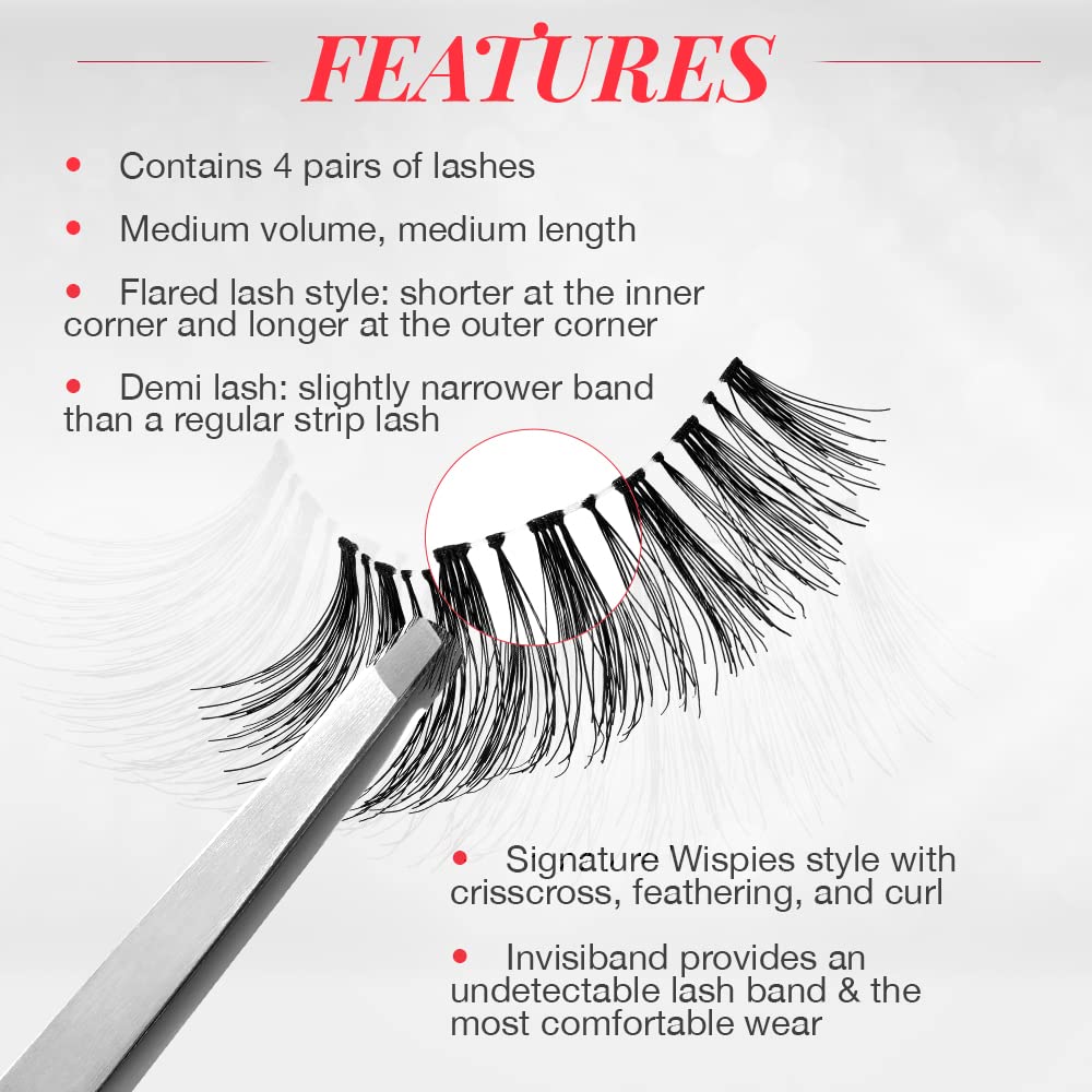 Ardell Demi Wispies False Eyelashes – Black, Full Volume Reusable Lashes, 2 Pack