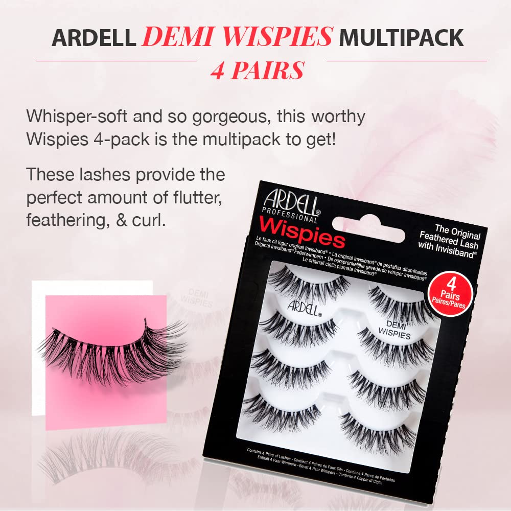 Ardell Demi Wispies False Eyelashes – Black, Full Volume Reusable Lashes, 2 Pack