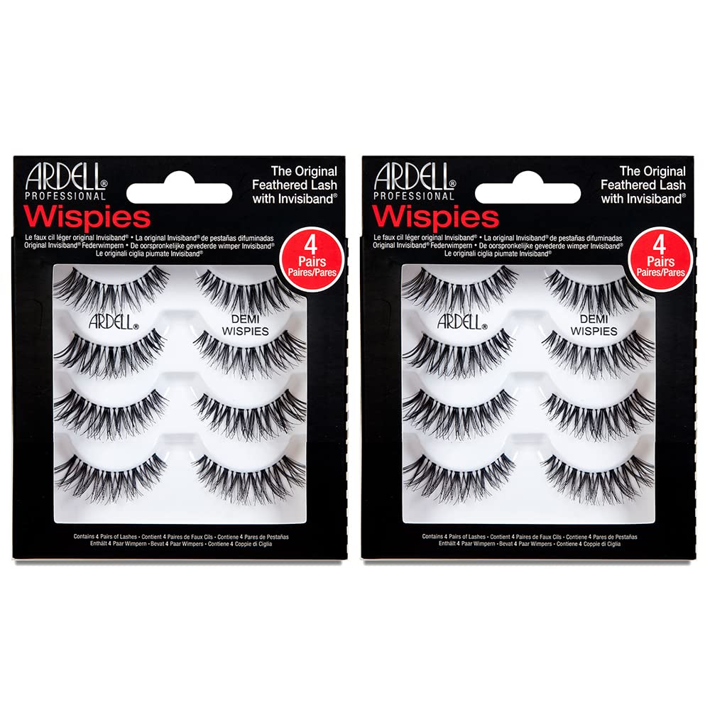 Ardell Demi Wispies False Eyelashes – Black, Full Volume Reusable Lashes, 2 Pack