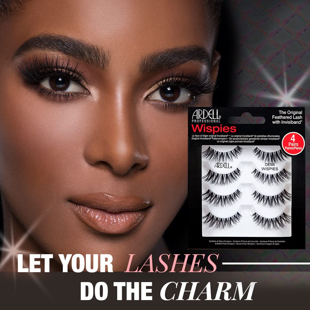 Ardell Demi Wispies False Eyelashes – Black, Full Volume Reusable Lashes, 2 Pack