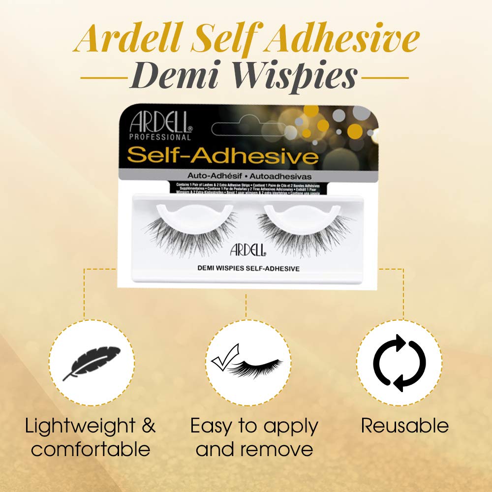 Ardell Self-Adhesive Demi Wispies – Reusable 4-Pack, Lightweight & Natural Look