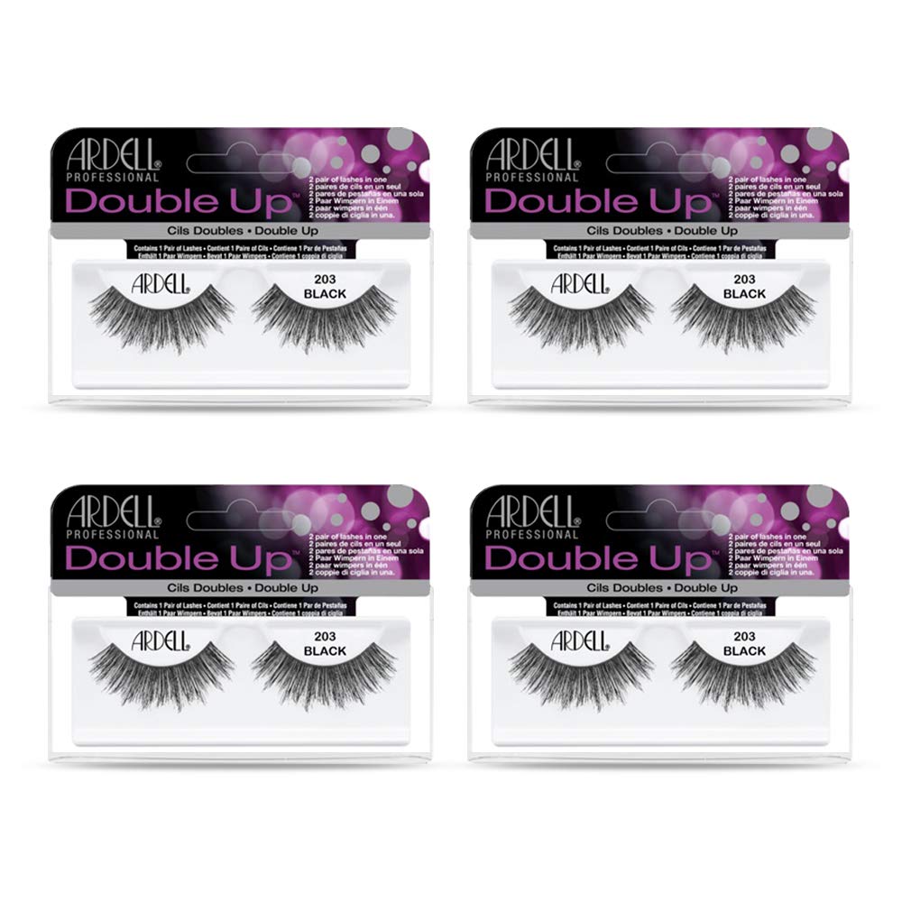 Ardell Double Up 203 Black False Eyelashes – Lightweight, Natural Look Strip Lashes, 4 Pack