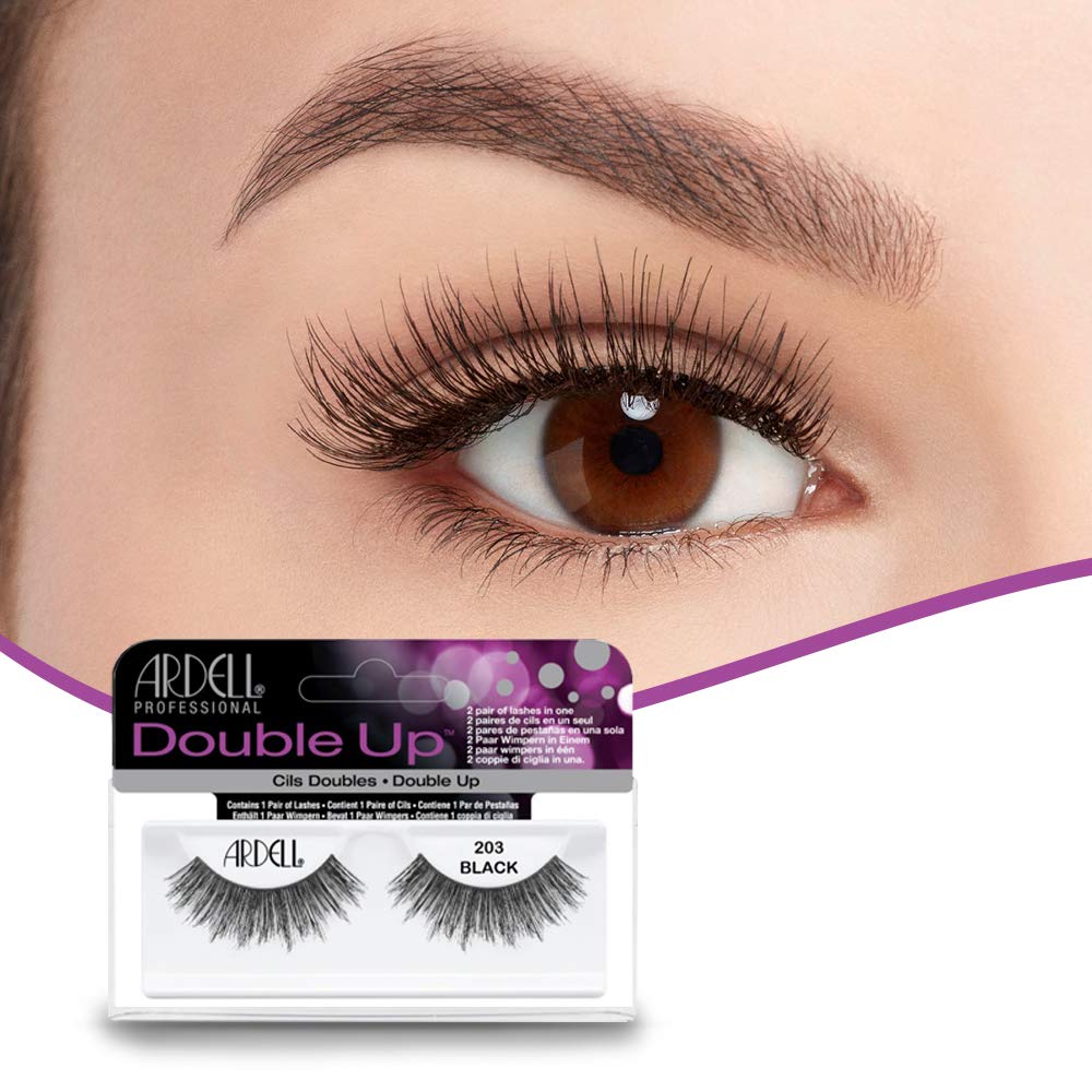 Ardell Double Up 203 Black False Eyelashes – Lightweight, Natural Look Strip Lashes, 4 Pack