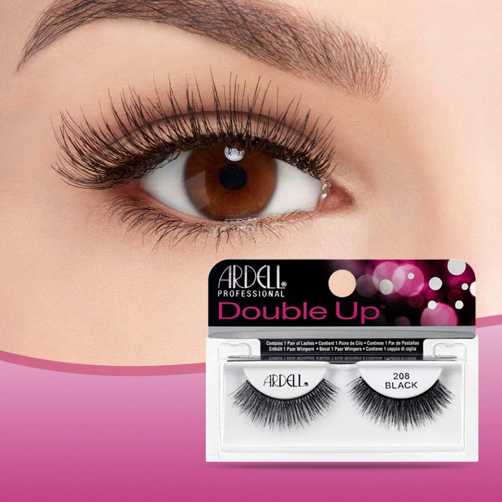 Ardell Double Up 208 Lashes – Black, Dramatic Volume, 4-Pack