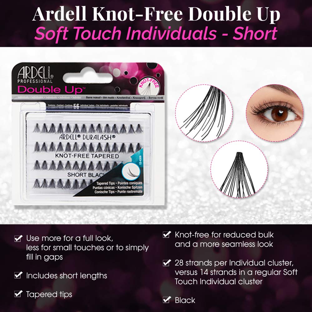 Ardell Double Up Short Black Lashes – Knot-Free Tapered Clusters (4 Pack)