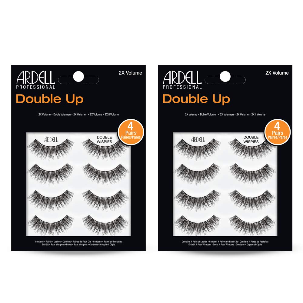 Ardell Double Up Wispies False Eyelashes – 2-Pack for Dramatic Volume & Invisiband