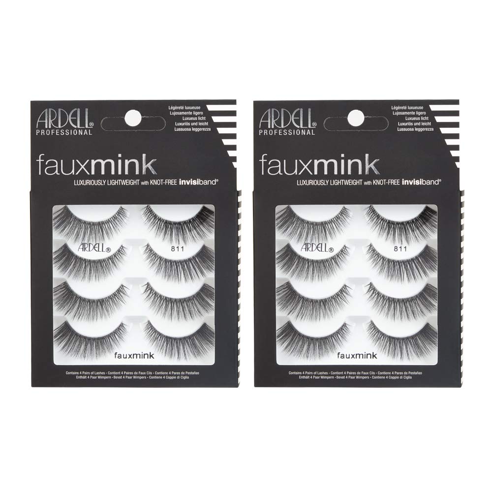 Ardell Faux Mink Lashes 811 – Knot-Free Invisiband, Natural Wispy Strips, Reusable 2-Pack