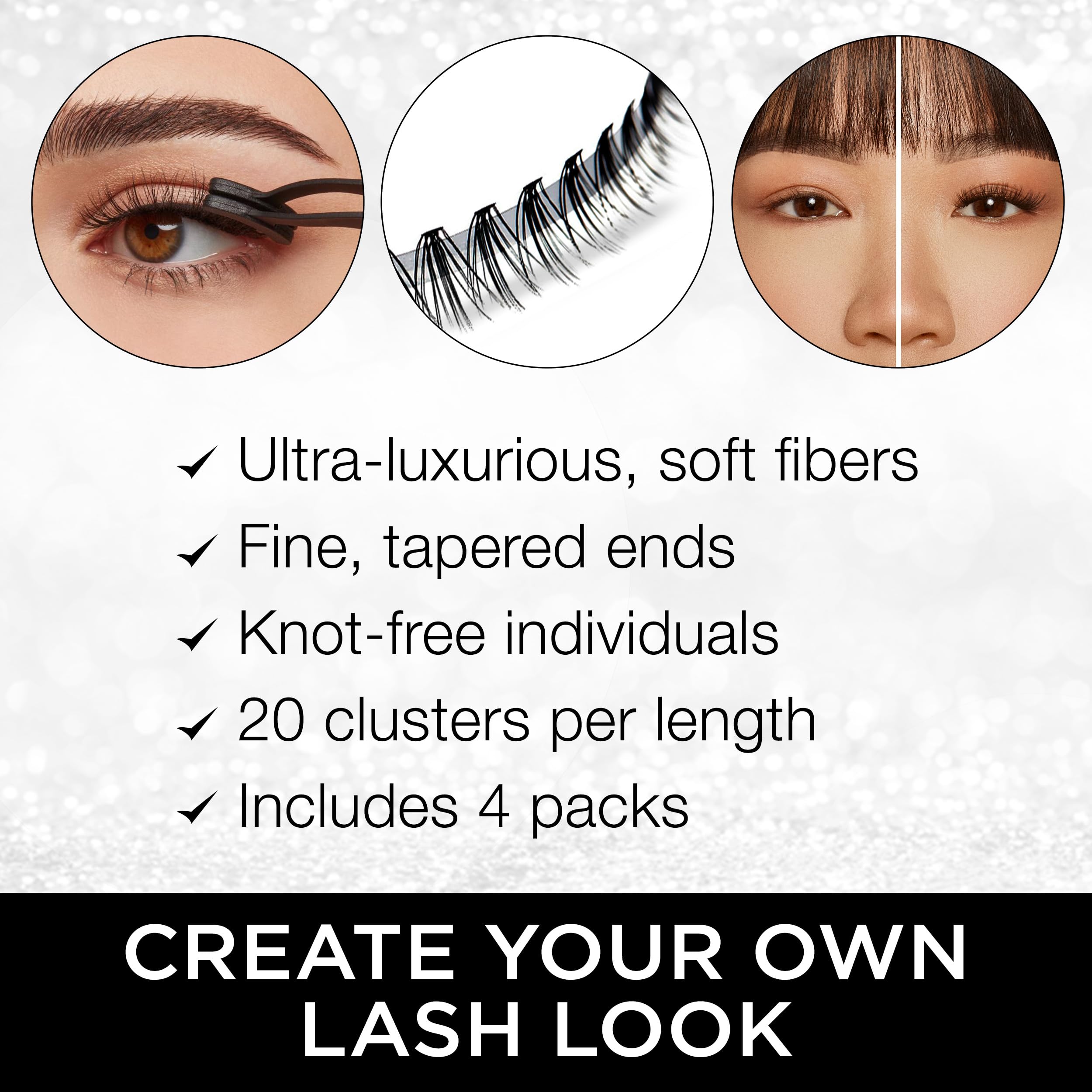 Ardell Faux Mink DIY Lash Clusters – 4 Pack (Short/Medium/Long) Individual Lashes