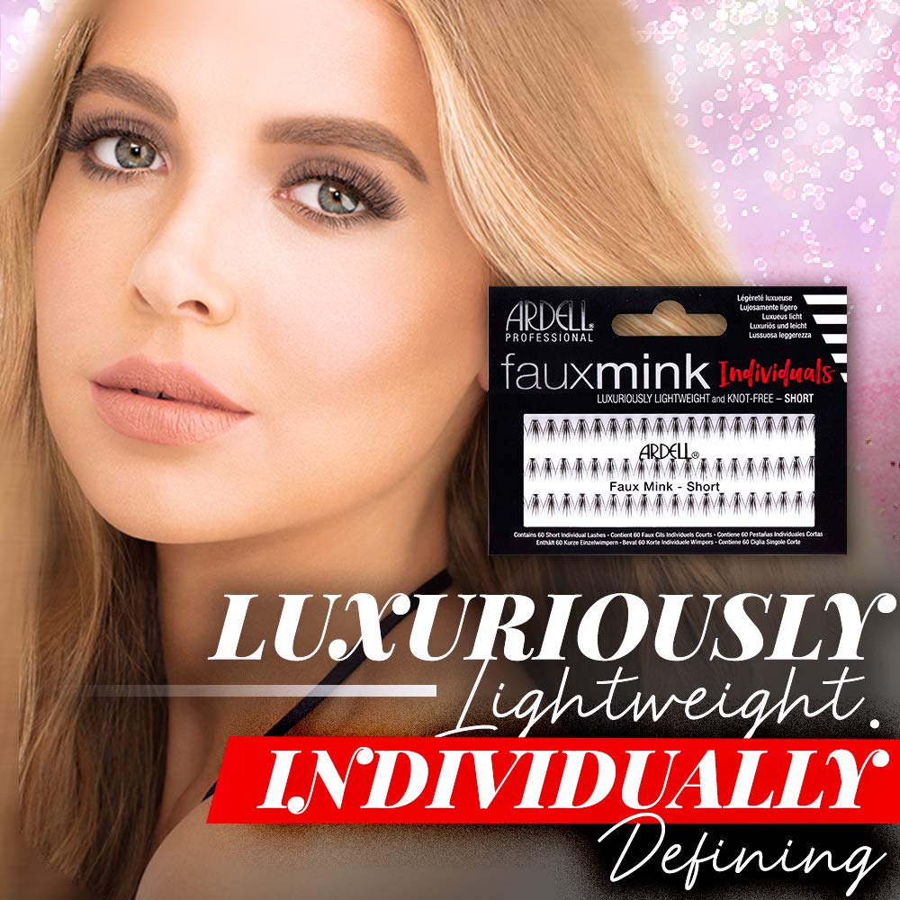 Ardell Faux Mink False Eyelashes, Individual Lashes Short Black – Natural Look, DIY Lash Clusters, 4 Pack
