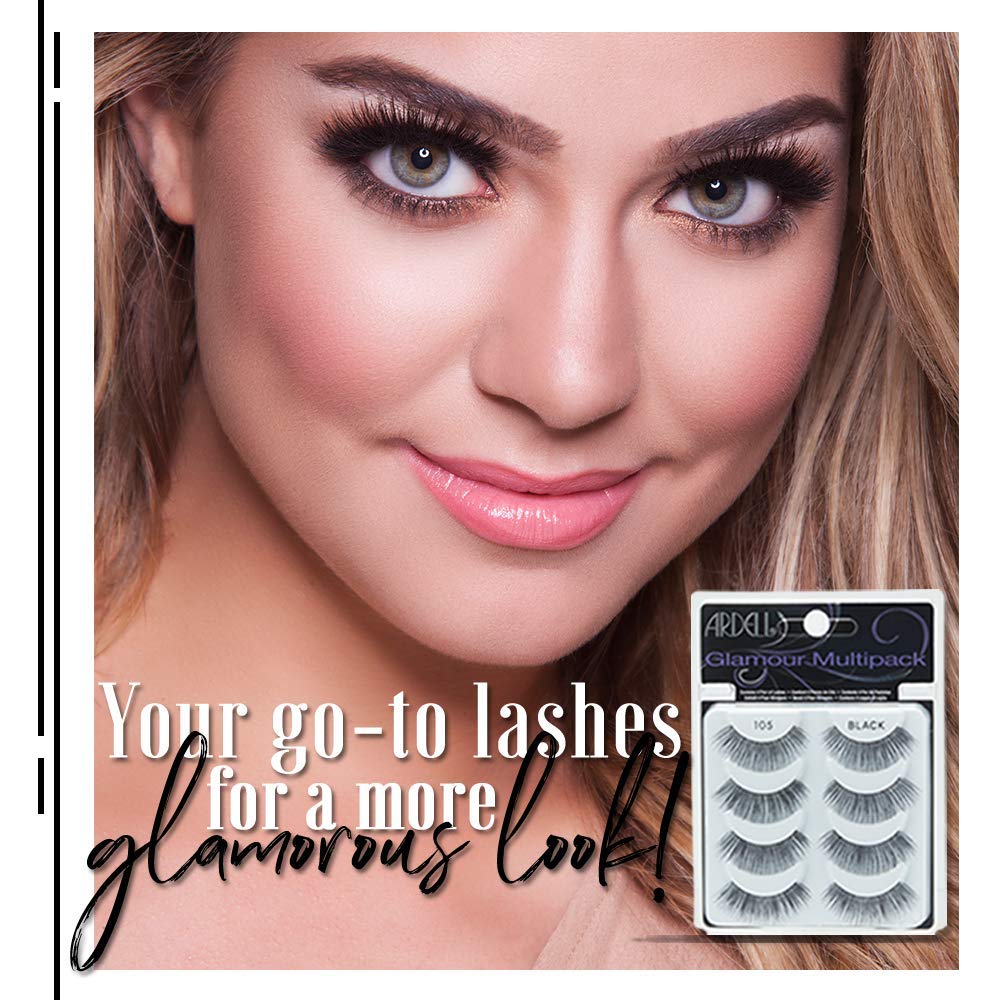 Ardell Glamour 105 False Lashes Multipack – 4 Pairs, Dramatic Volume