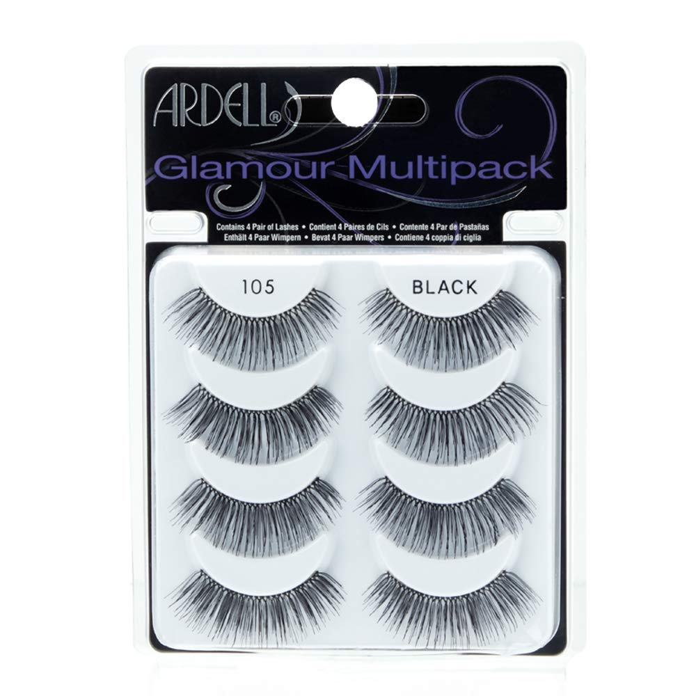 Ardell Glamour 105 False Lashes Multipack – 4 Pairs, Dramatic Volume
