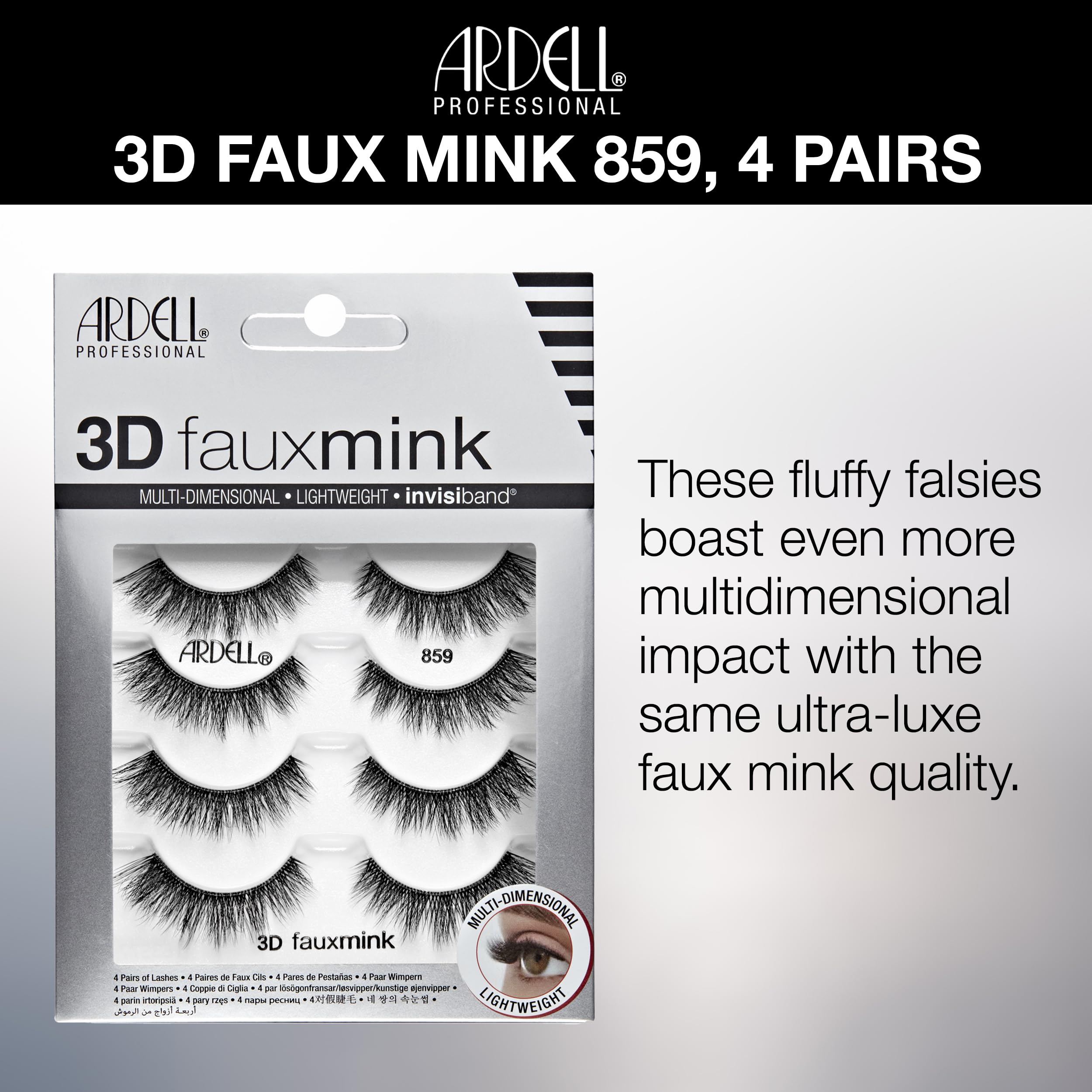 Ardell 3D Faux Mink Lashes – Lightweight Invisiband Demi Wispies (4 Pairs)