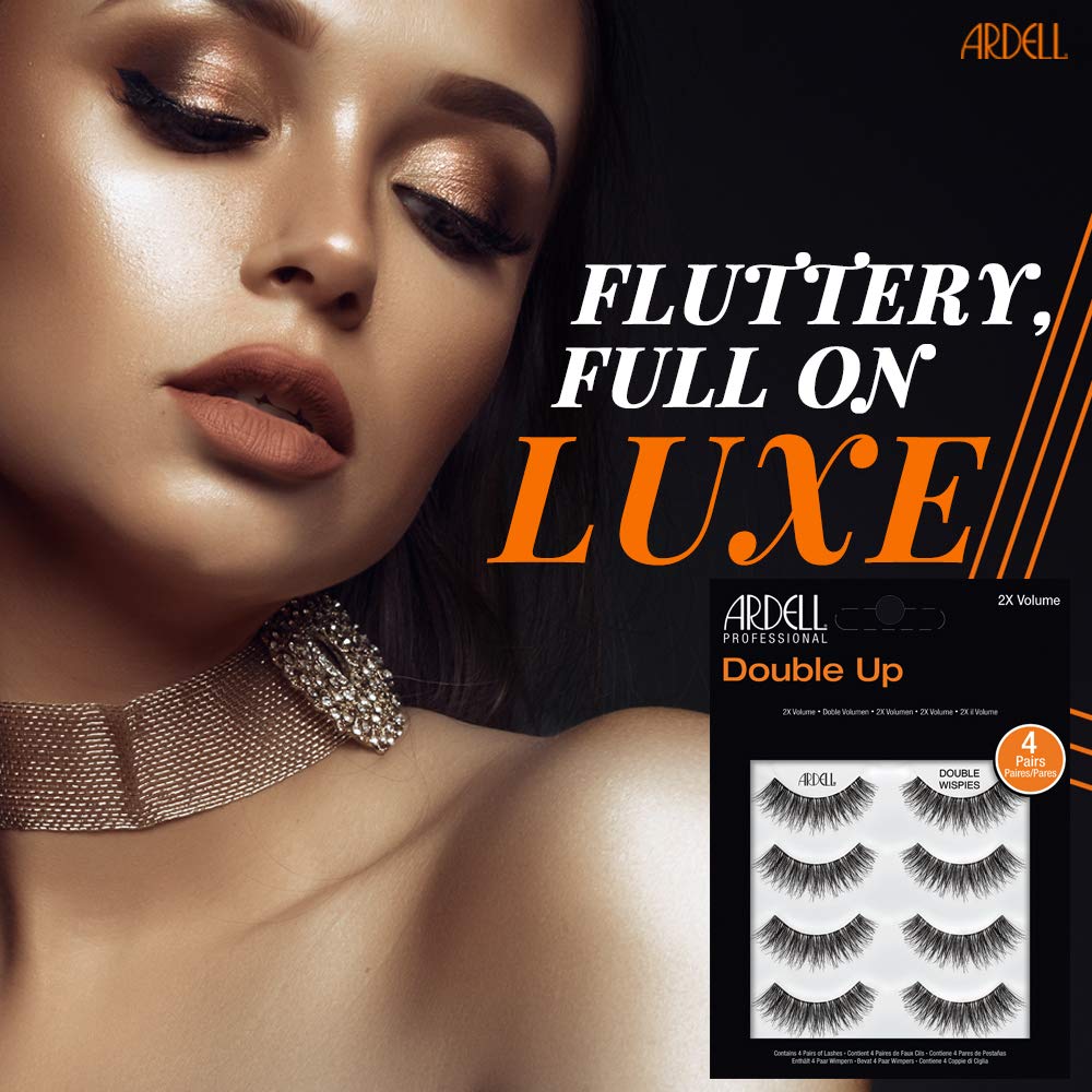 Ardell Double Up Wispies False Eyelashes – 2-Pack for Dramatic Volume & Invisiband