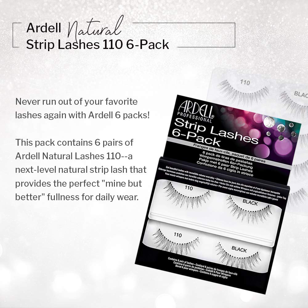 Ardell Natural 110 Black False Eyelashes — 6 Pairs per Pack, 2-Pack