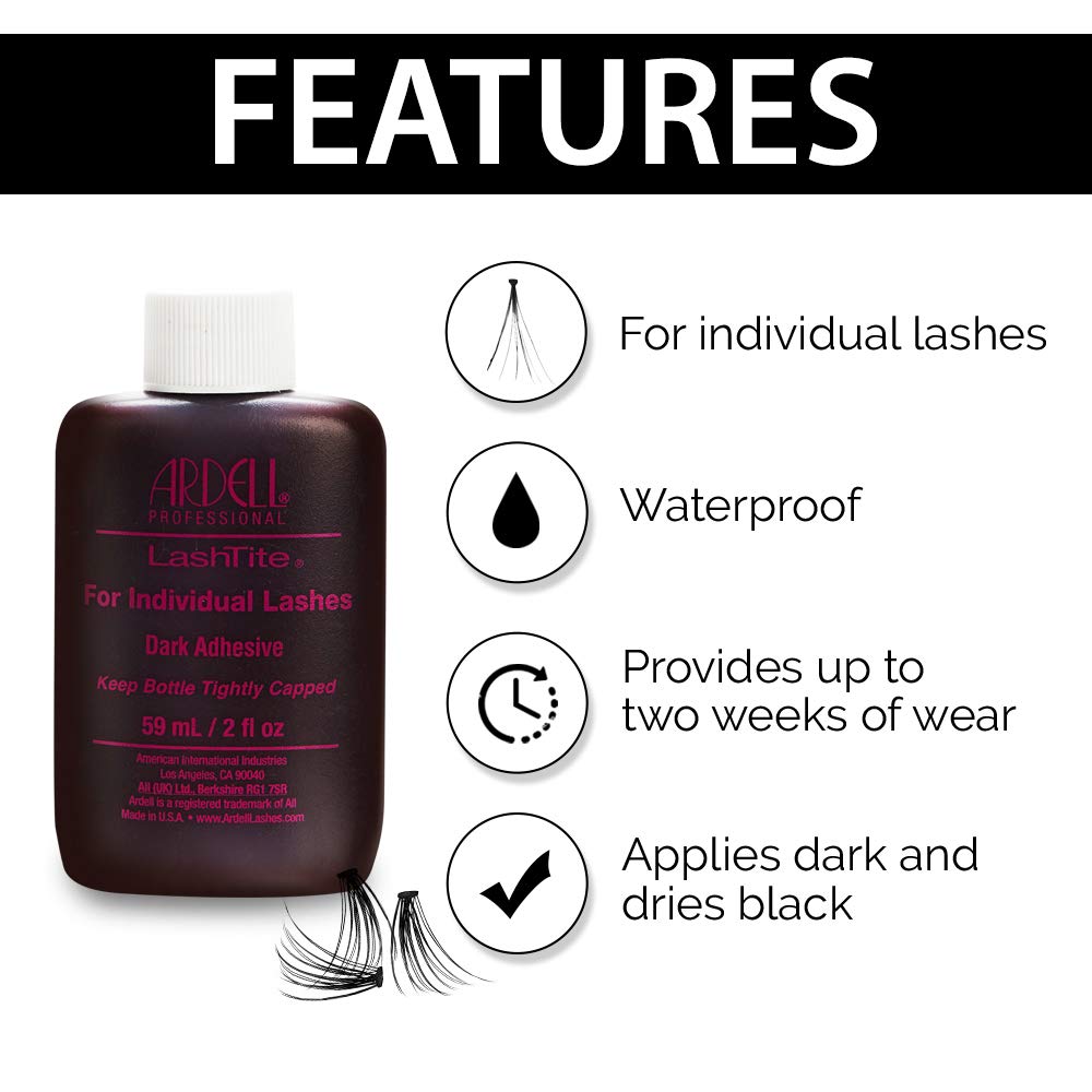 Ardell LashTite Dark Adhesive for Individual Lashes — 2 oz x 2 Pack | Fast-Drying, Waterproof Lash Glue