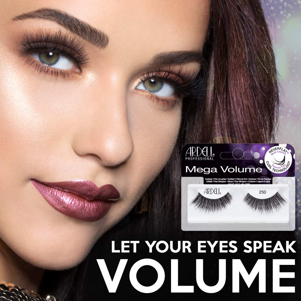 Ardell Mega Volume 250 Lashes – Dramatic Full-Strip, Fluffy Wispy (4 Pairs)