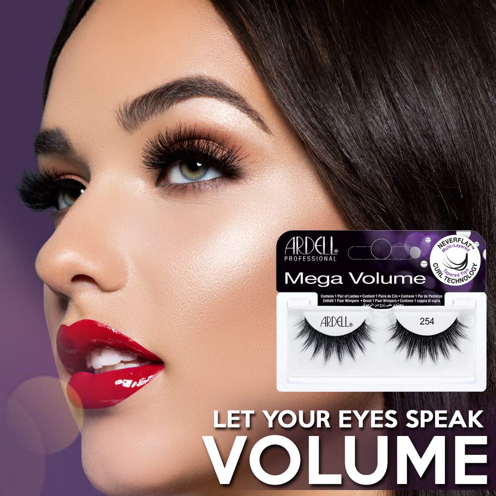 Ardell Mega Volume Lash 254 – 4-Pair Multi-Layered Lashes with Curl Technology