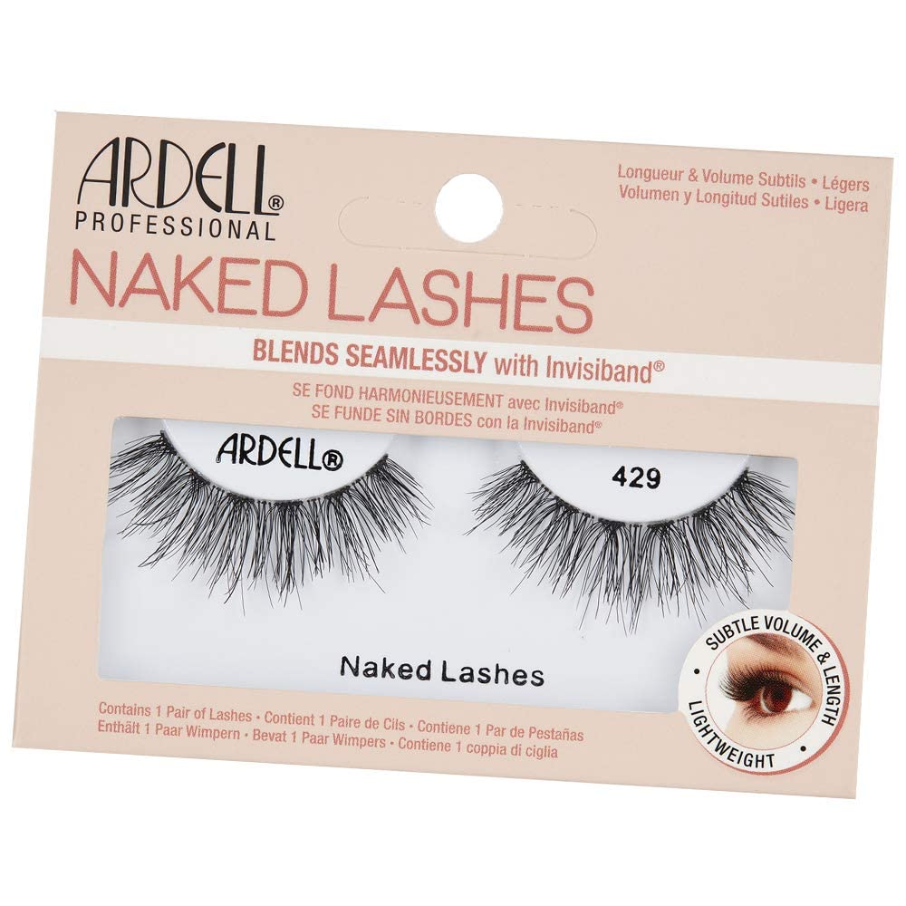 Ardell Naked Lashes 429 with Invisiband – Natural False Eyelashes, Subtle Volume, 4 Pairs