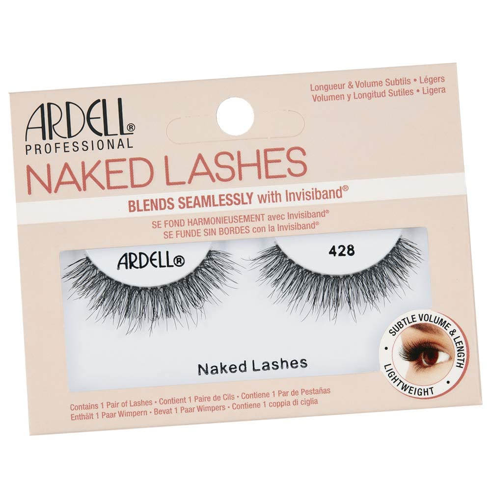 Ardell Naked Lashes Natural 428 with Invisiband – Everyday Wear False Eyelashes, Comfortable Strip Lashes, 4 Pairs