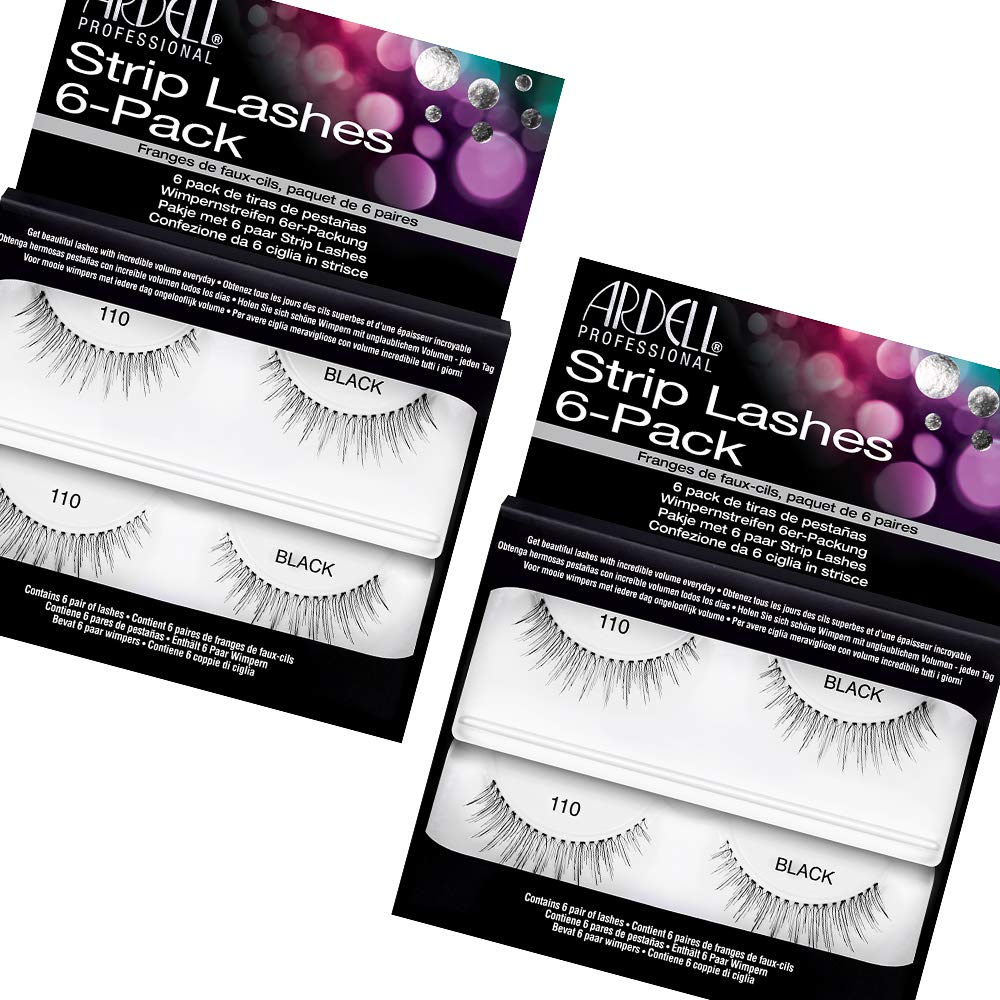 Ardell Natural 110 Black False Eyelashes — 6 Pairs per Pack, 2-Pack
