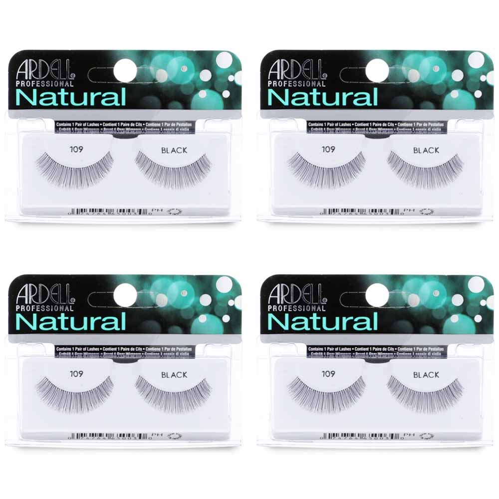 Ardell Natural Lashes 109 Black | Reusable Strip Lashes, 4 Pack for Everyday Wear