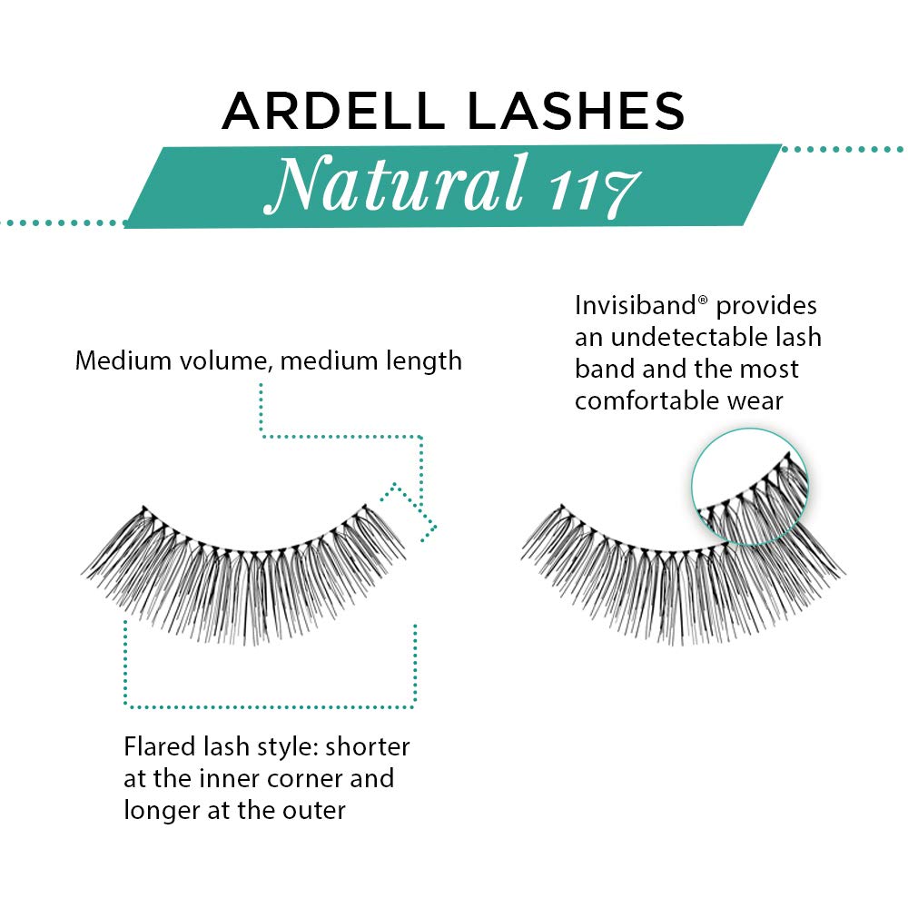 Ardell Natural Lashes 117 – Black, Flared Wispy Strip Lashes (4 Pack)