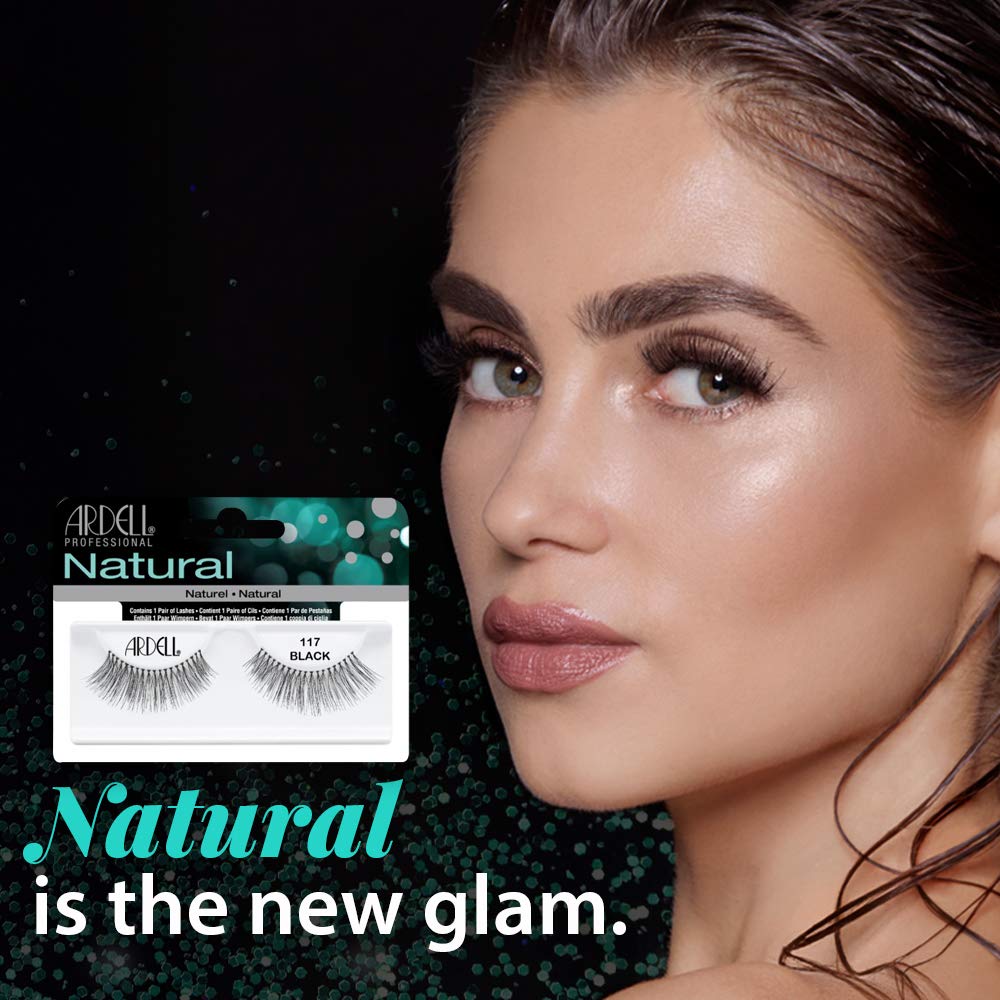 Ardell Natural Lashes 117 – Black, Flared Wispy Strip Lashes (4 Pack)