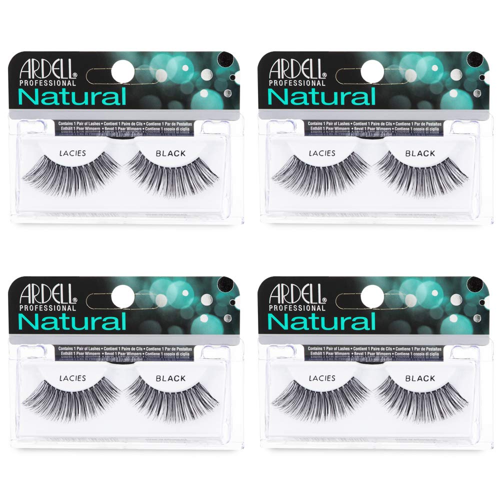 Ardell Natural Lashes Lacies Black (4 Pack) – Subtle, Flared False Eyelashes for Everyday Glam