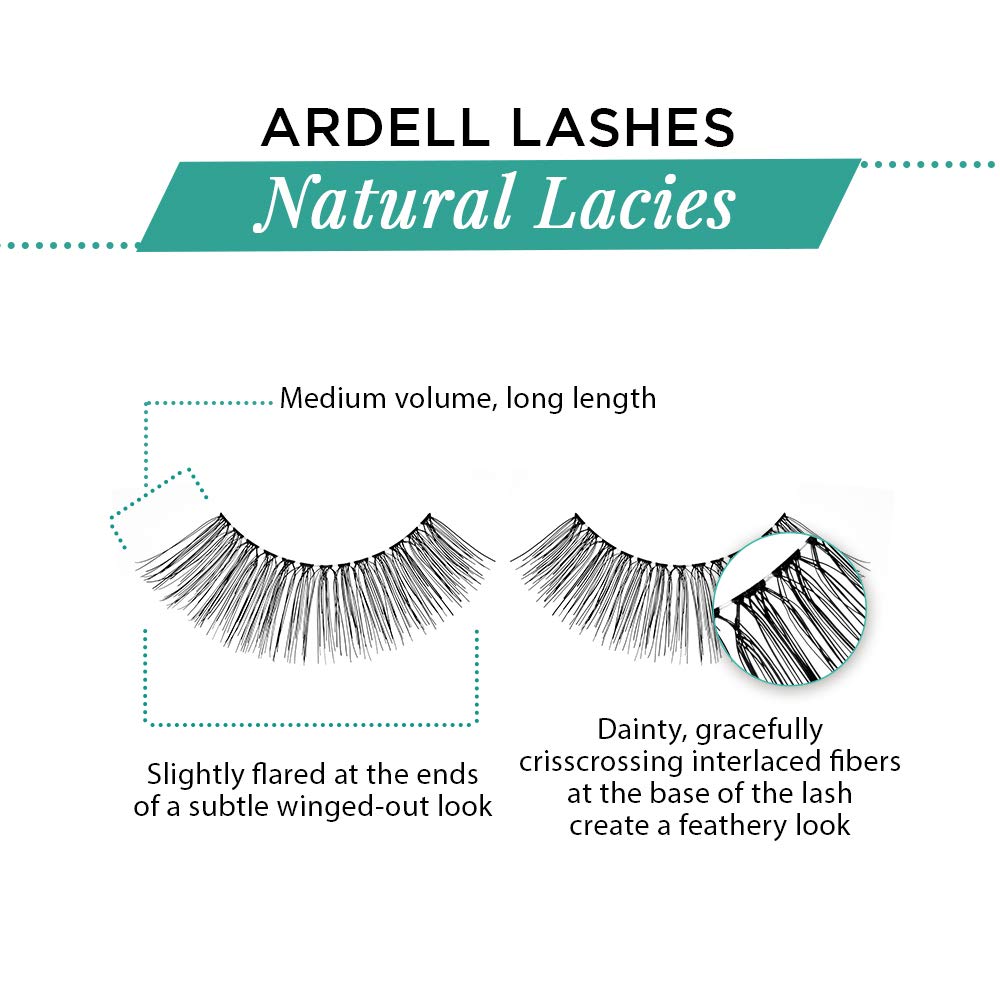 Ardell Natural Lashes Lacies Black (4 Pack) – Subtle, Flared False Eyelashes for Everyday Glam