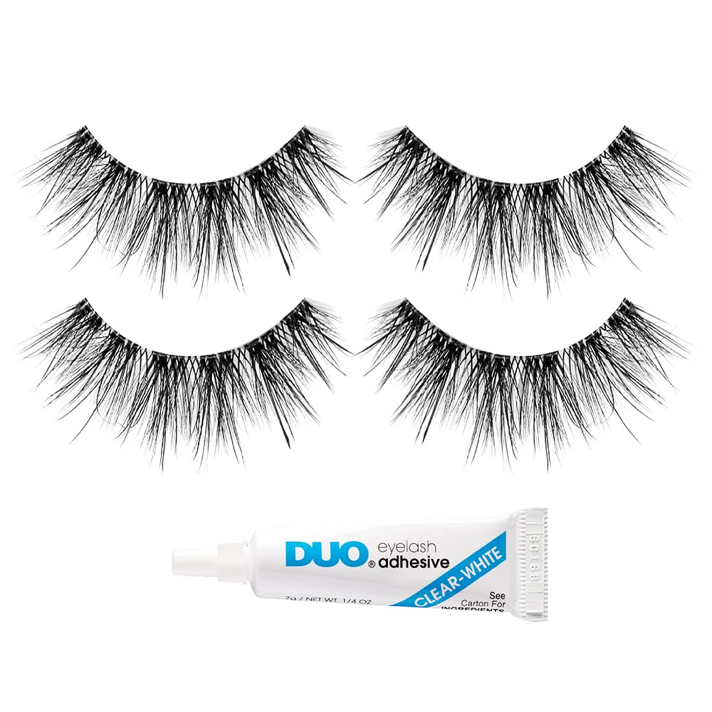 Ardell 3D Faux Mink Lashes 863 with Duo Adhesive Pipette – Long-Lasting Natural Look, 1 Pack