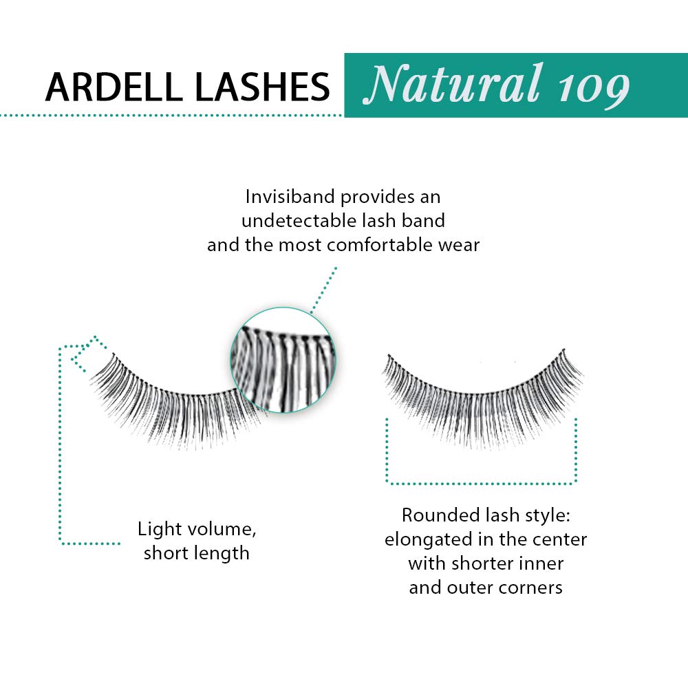 Ardell Natural Lashes 109 Black | Reusable Strip Lashes, 4 Pack for Everyday Wear