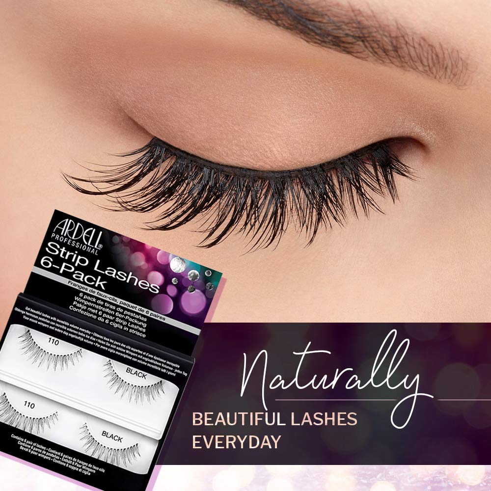 Ardell Natural 110 Black False Eyelashes — 6 Pairs per Pack, 2-Pack