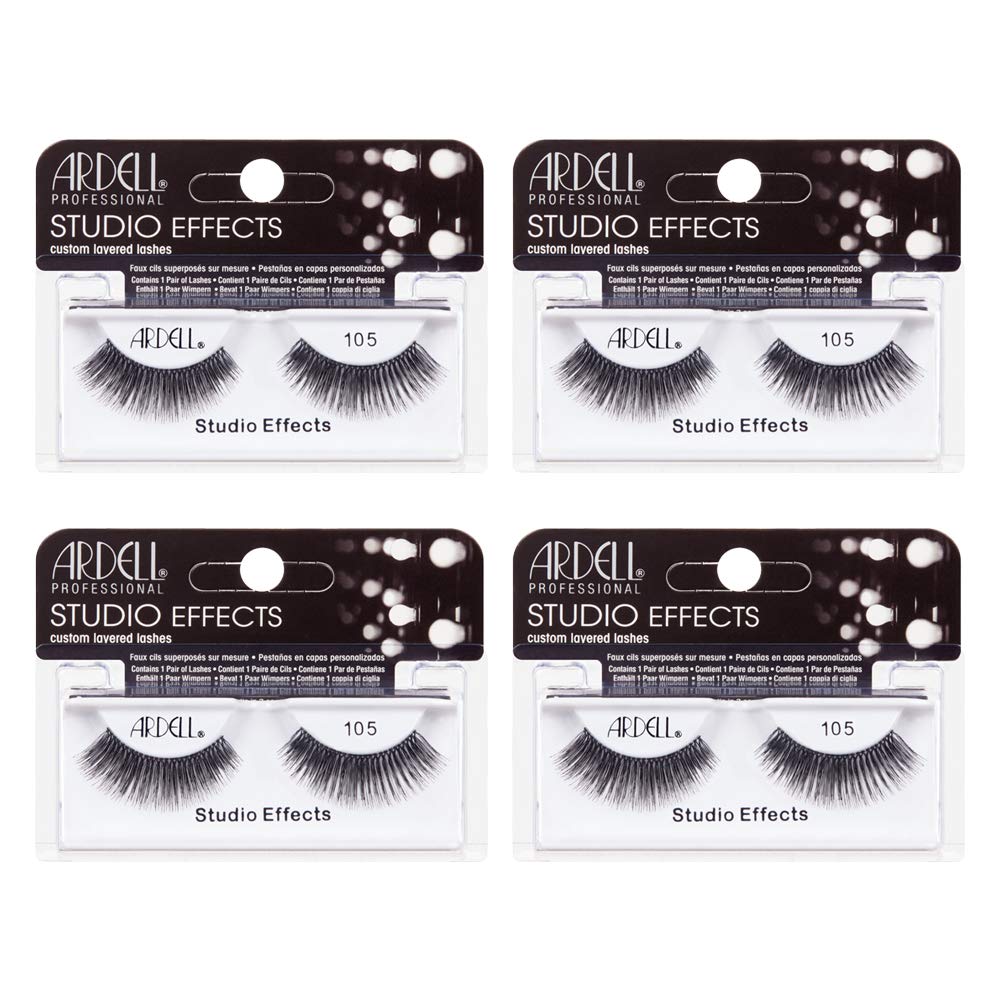 Ardell Studio Effects 105 False Eyelashes – Custom Layered, Reusable 4-Pack for Dramatic Eye Look