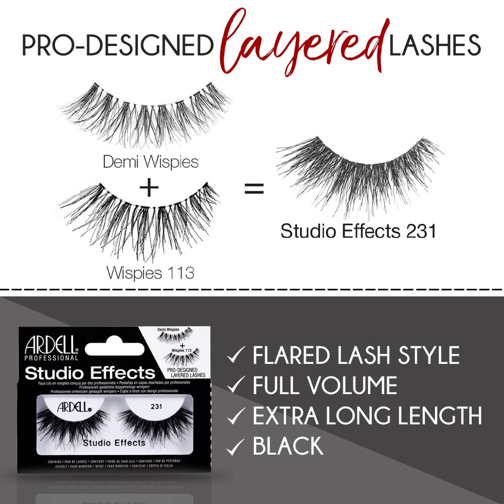 Ardell Studio Effects 231 Lashes – Dramatic Volume, Reusable, 4-Pack