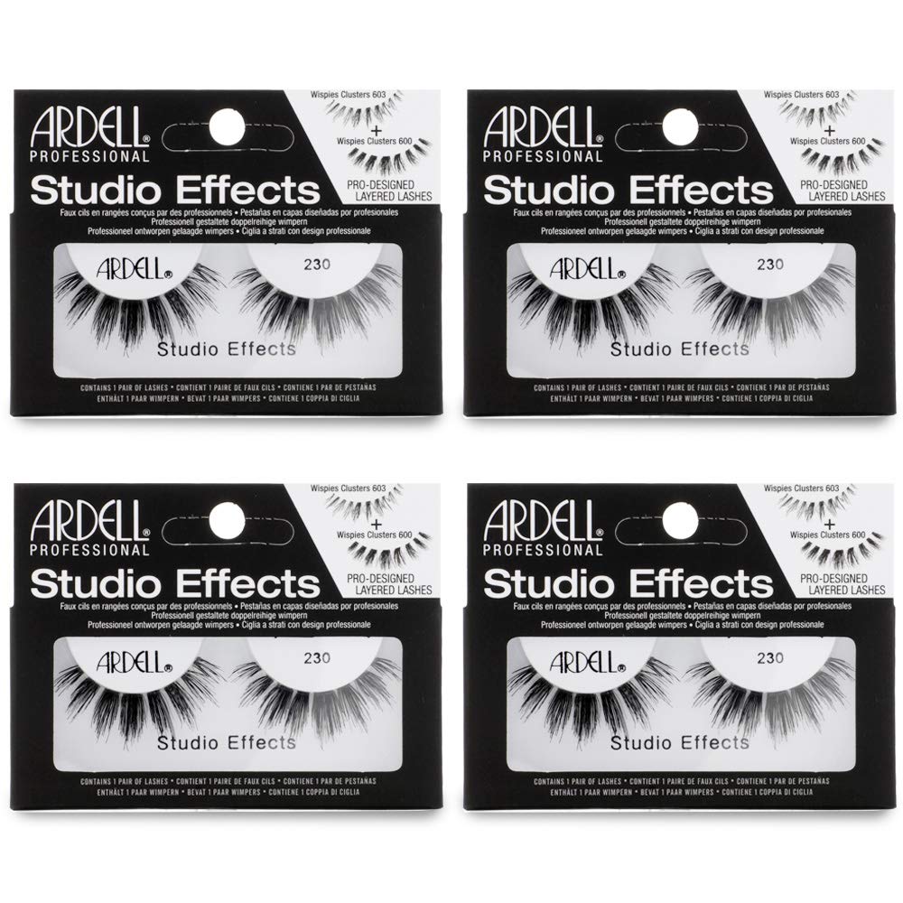 Ardell Studio Effects Lashes 230 – Reusable Dramatic Volume Strip Eyelashes, 4-Pack