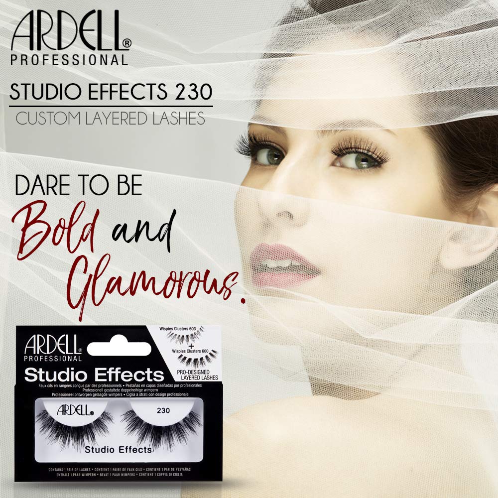 Ardell Studio Effects Lashes 230 – Reusable Dramatic Volume Strip Eyelashes, 4-Pack