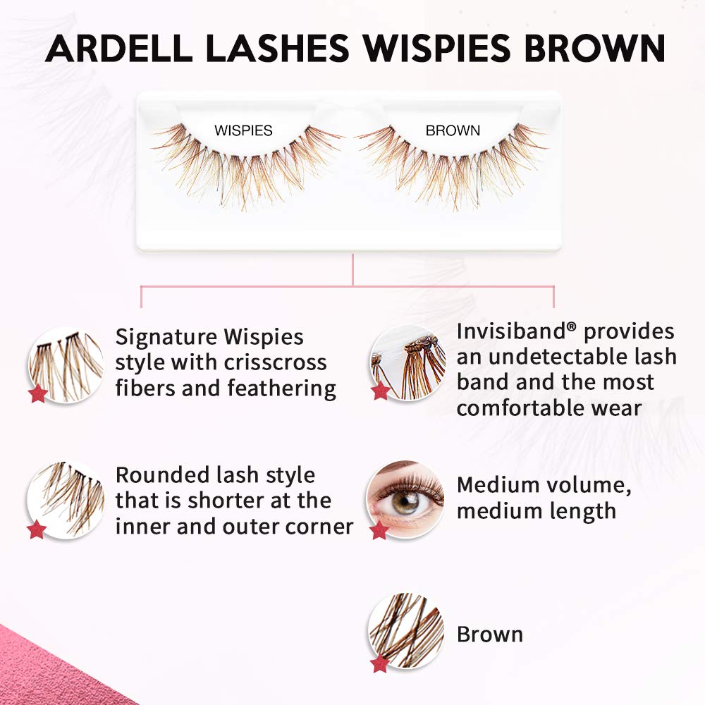 Ardell Wispies Brown False Eyelashes – Natural Wispy Lashes, Lightweight & Reusable, 4 Pack