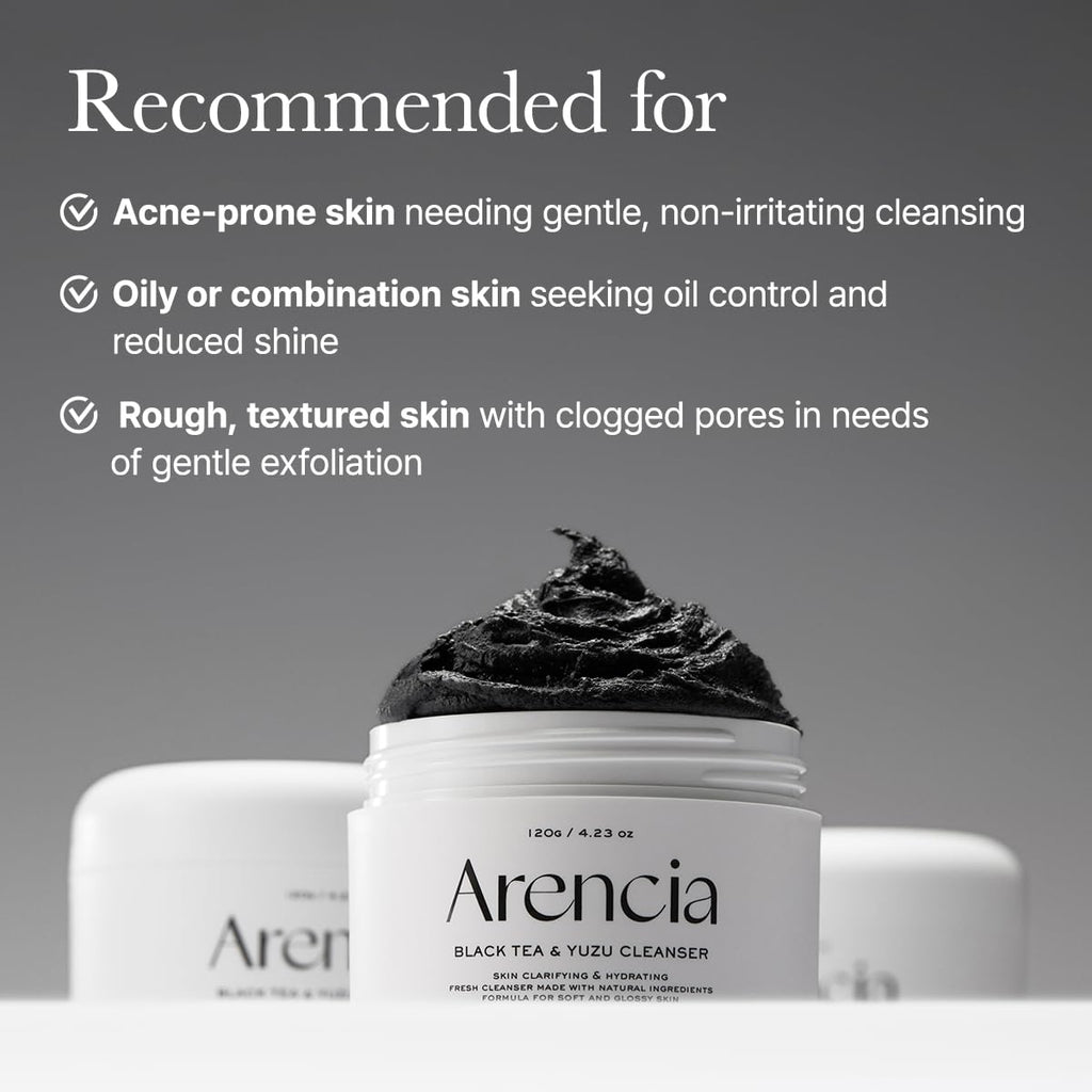 ARENCIA Black Tea Rice Mochi Cleanser – Pore Care & Sebum Control, 120g