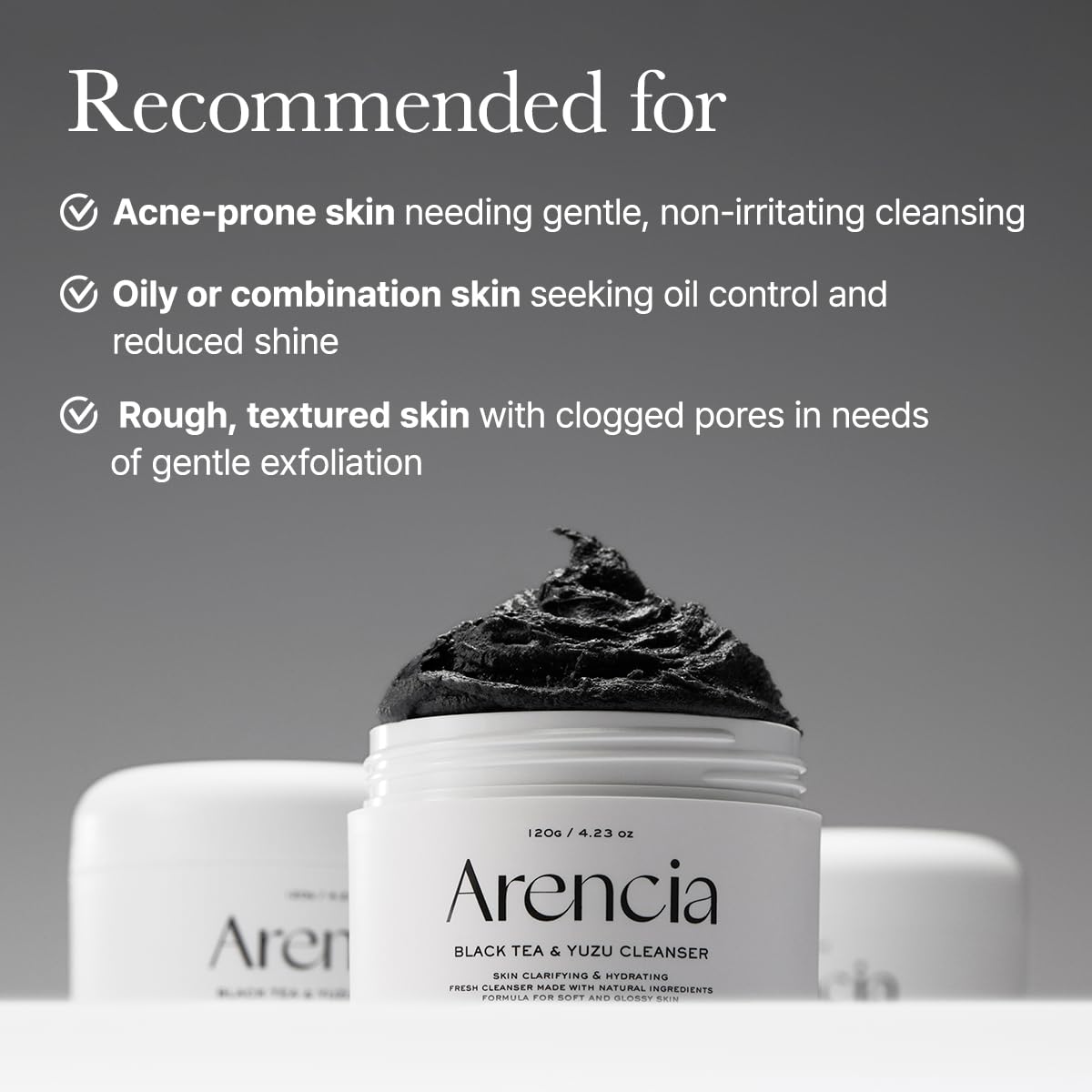ARENCIA Black Tea Rice Mochi Cleanser – Pore Care & Sebum Control, 120g