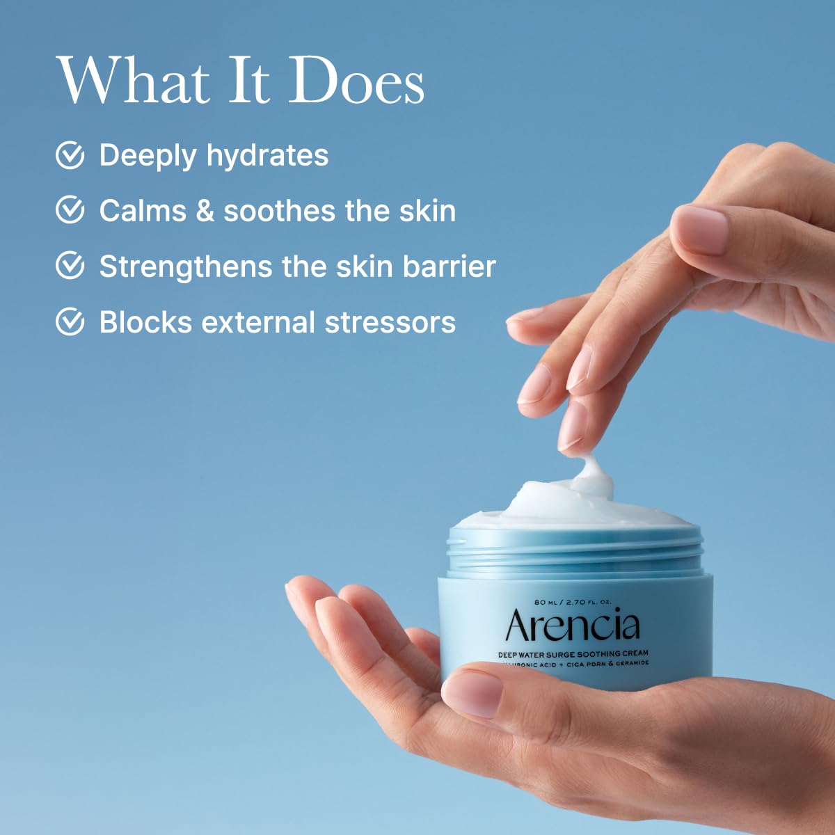 ARENCIA Deep Water Surge Cream – Hydration with Hyaluronic Acid, Cica PDRN & Ceramide, 2.7 oz
